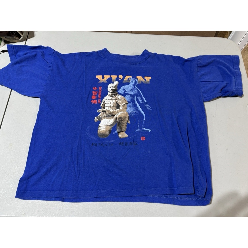 Vtg Pandak‎ Qin Warriors t-shirt size XL  blue Xt' An Chinese
